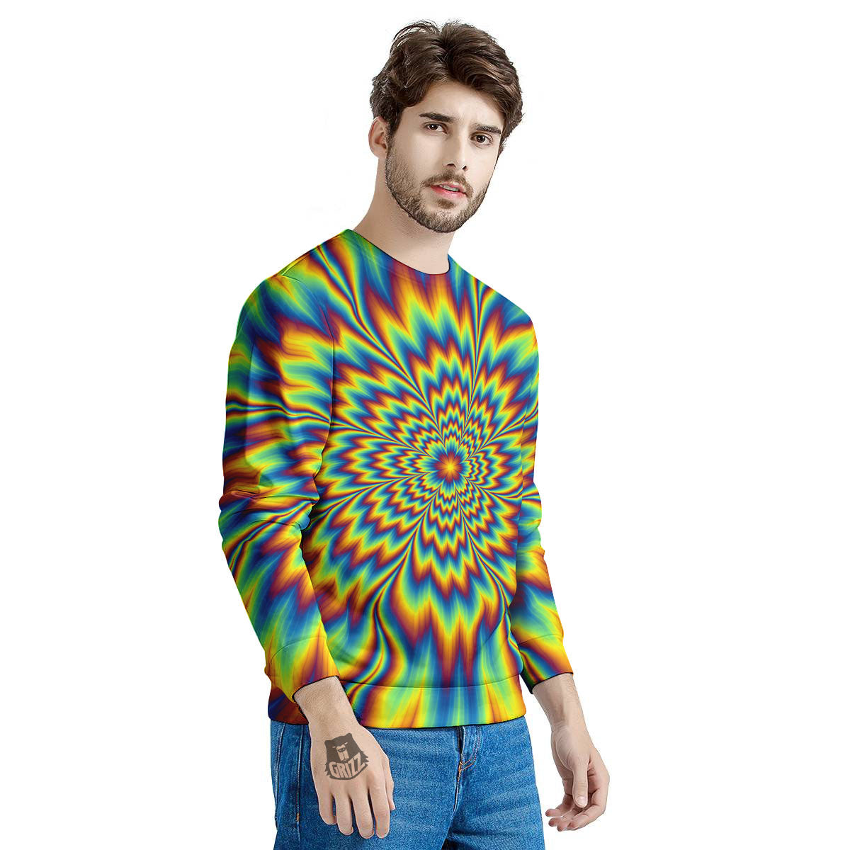 Optical Illusion Neon Psychedelic Men's Sweatshirt-grizzshop
