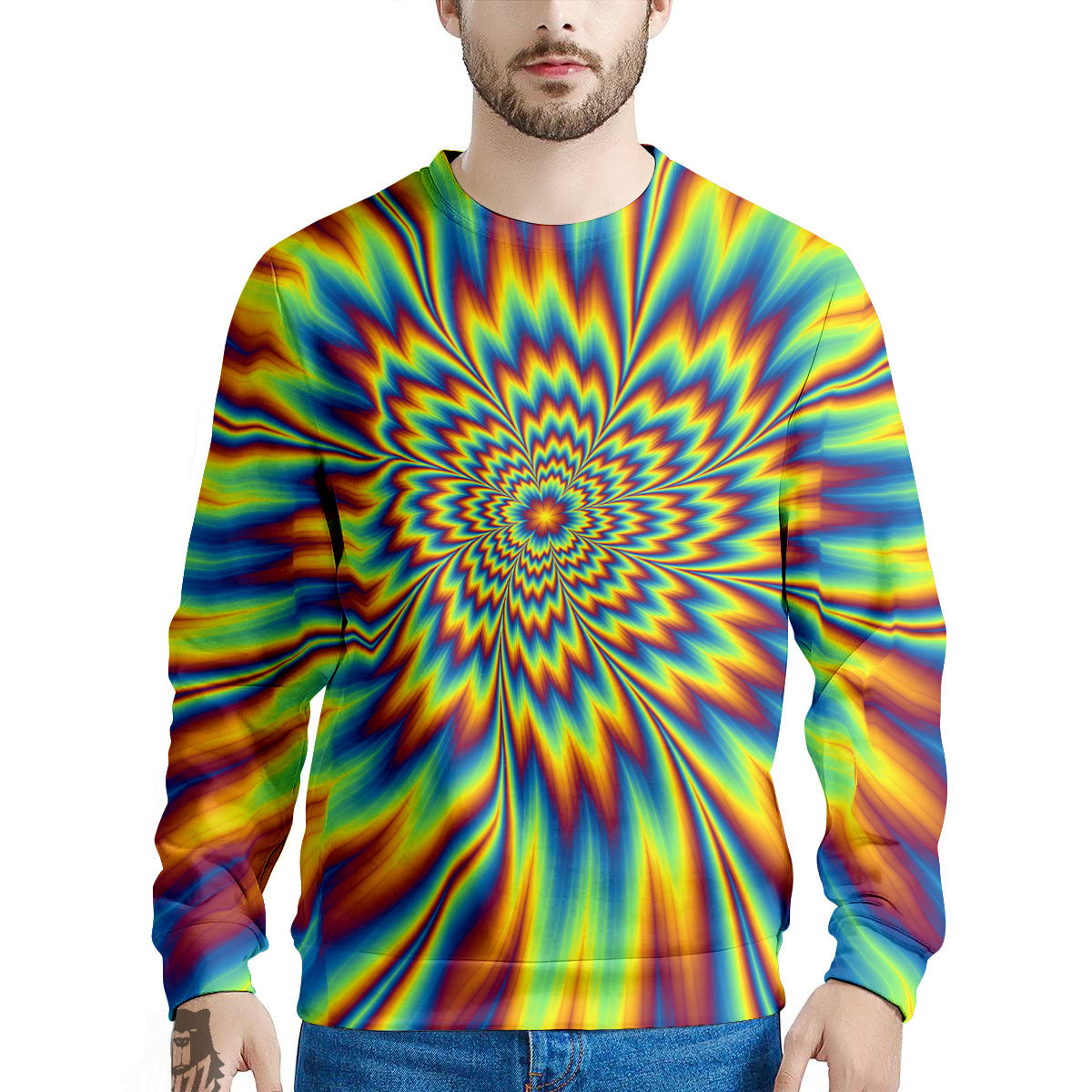 Optical Illusion Neon Psychedelic Men's Sweatshirt-grizzshop