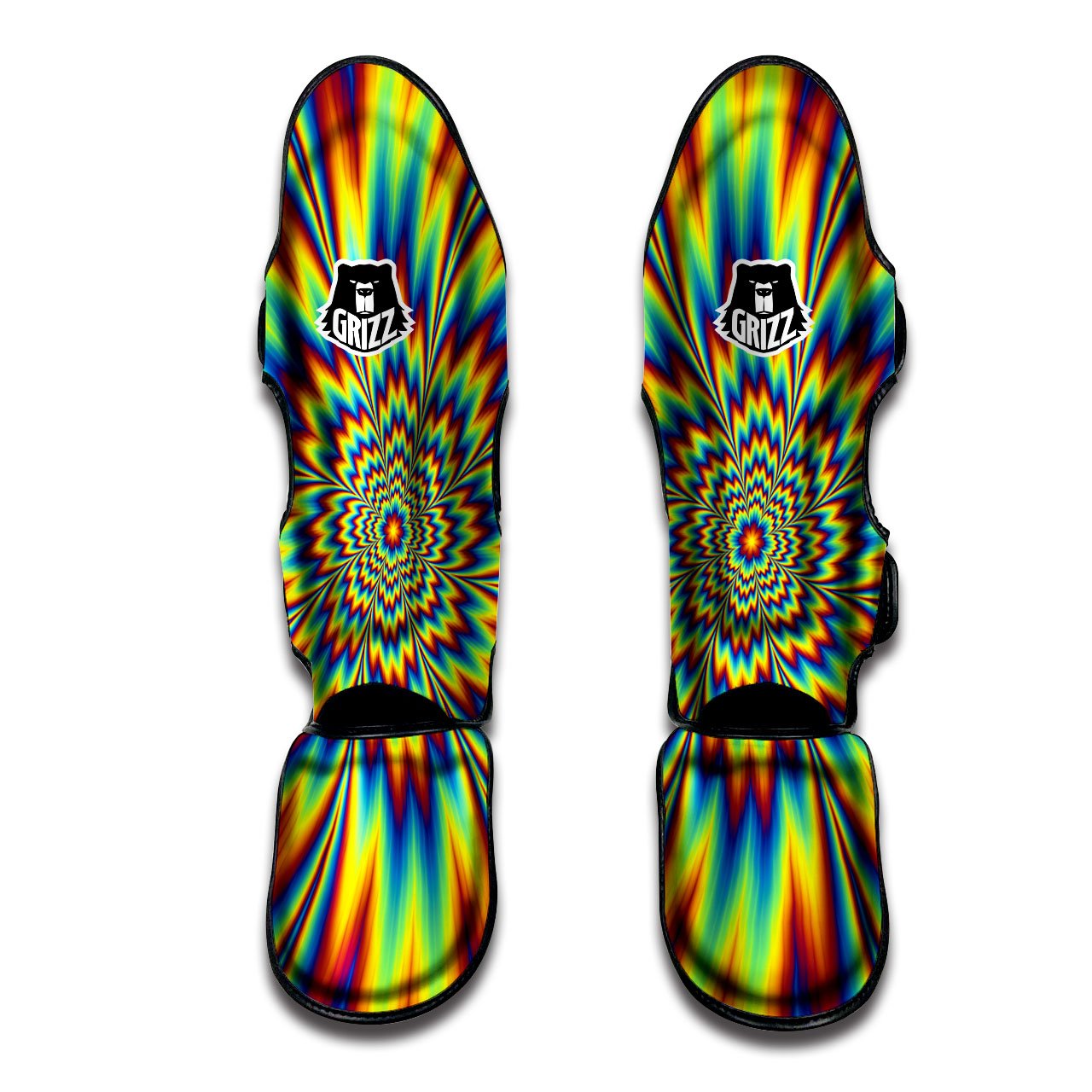 Optical Illusion Neon Psychedelic Muay Thai Shin Guards-grizzshop
