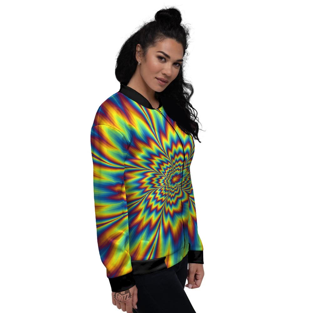 Optical Illusion Neon Psychedelic Women's Bomber Jacket-grizzshop