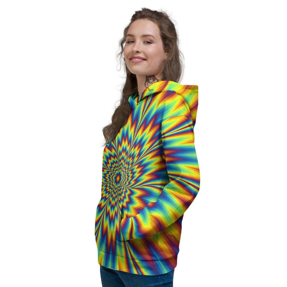 Optical Illusion Neon Psychedelic Women's Hoodie-grizzshop