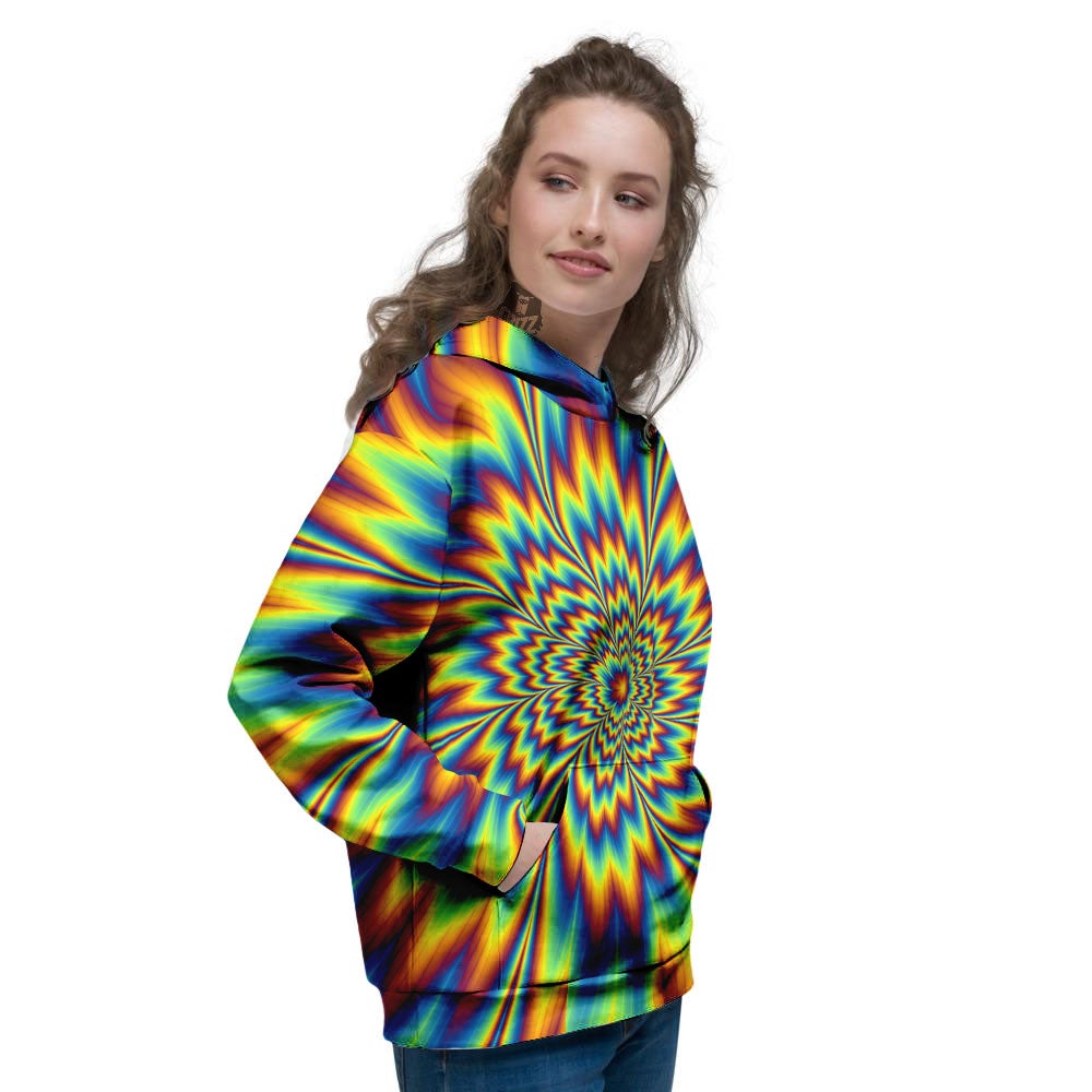 Optical Illusion Neon Psychedelic Women's Hoodie-grizzshop