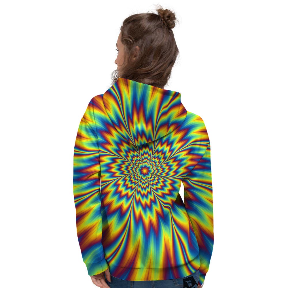 Optical Illusion Neon Psychedelic Women's Hoodie-grizzshop