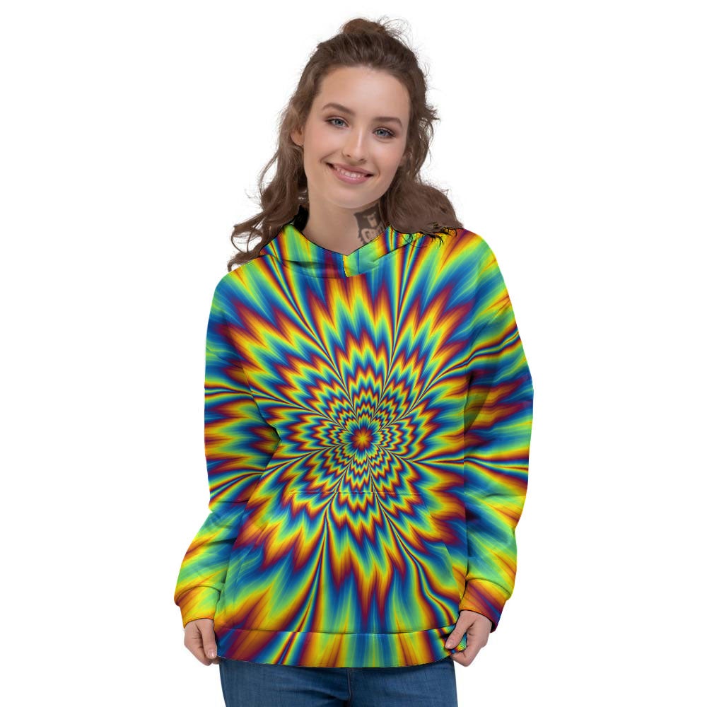Optical Illusion Neon Psychedelic Women's Hoodie-grizzshop