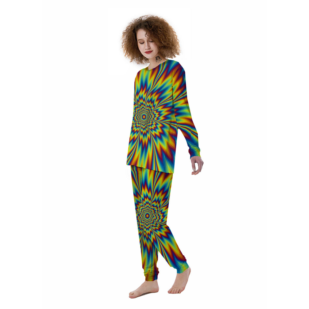 Optical Illusion Neon Psychedelic Women's Pajamas-grizzshop