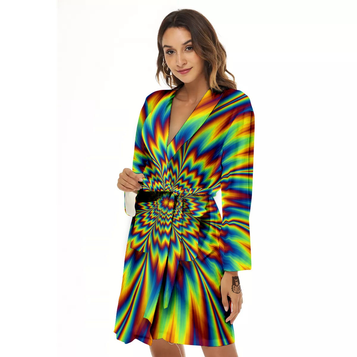Optical Illusion Neon Psychedelic Women's Robe-grizzshop