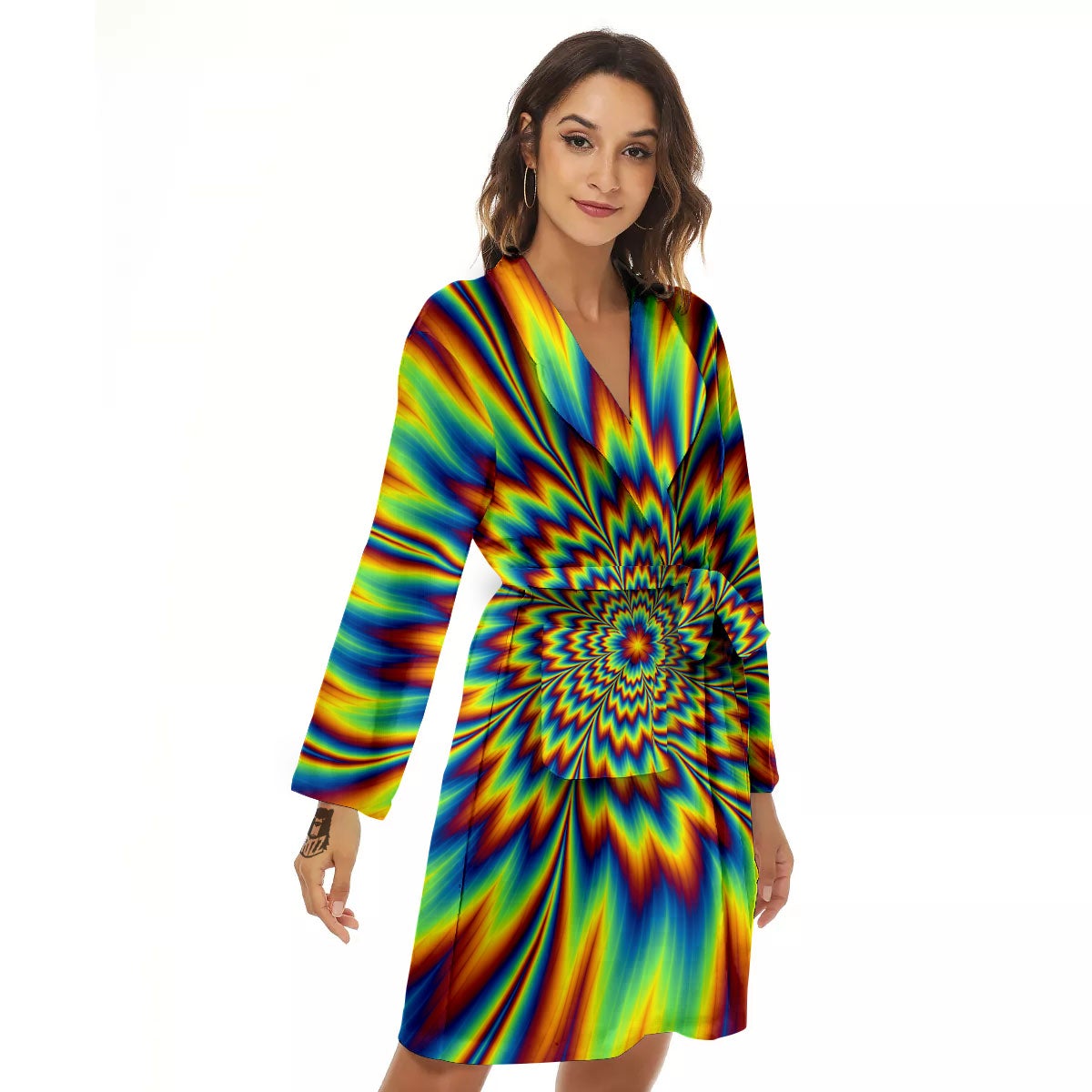 Optical Illusion Neon Psychedelic Women's Robe-grizzshop