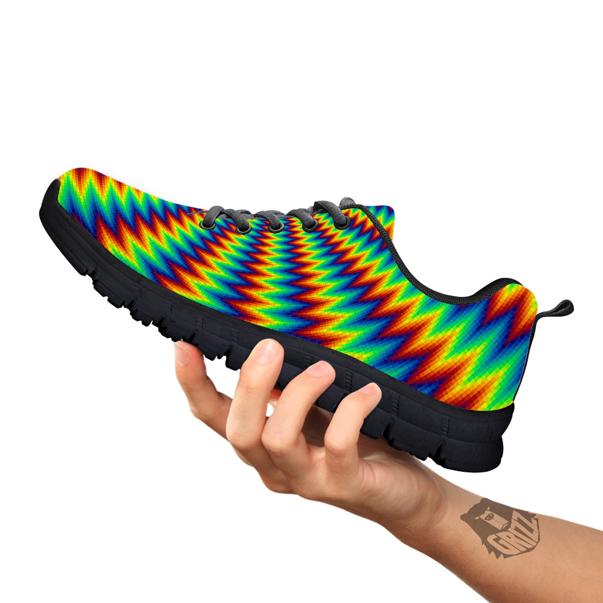 Optical Illusion Octagonal Psychedelic Black Sneaker-grizzshop