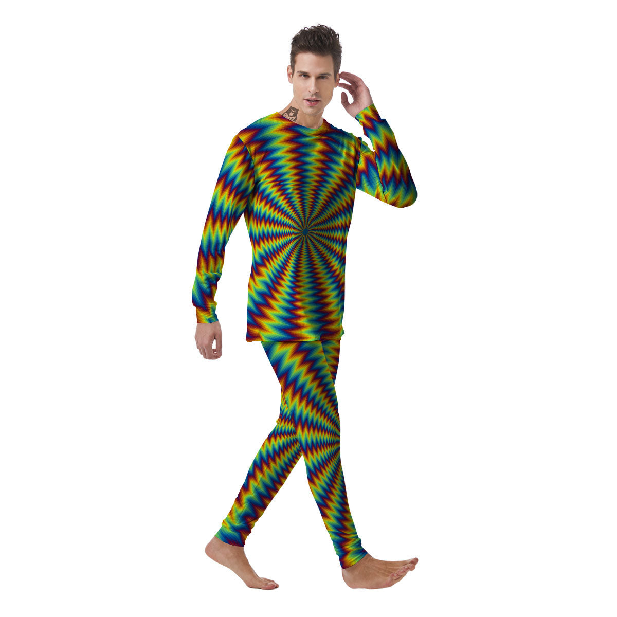 Optical Illusion Octagonal Psychedelic Men's Pajamas-grizzshop
