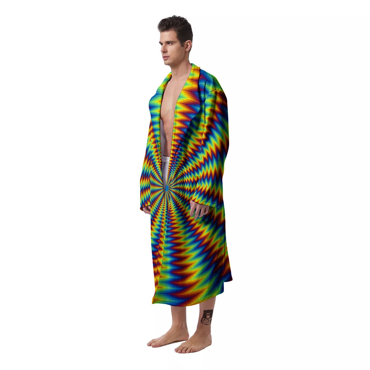 Optical Illusion Octagonal Psychedelic Men's Robe-grizzshop