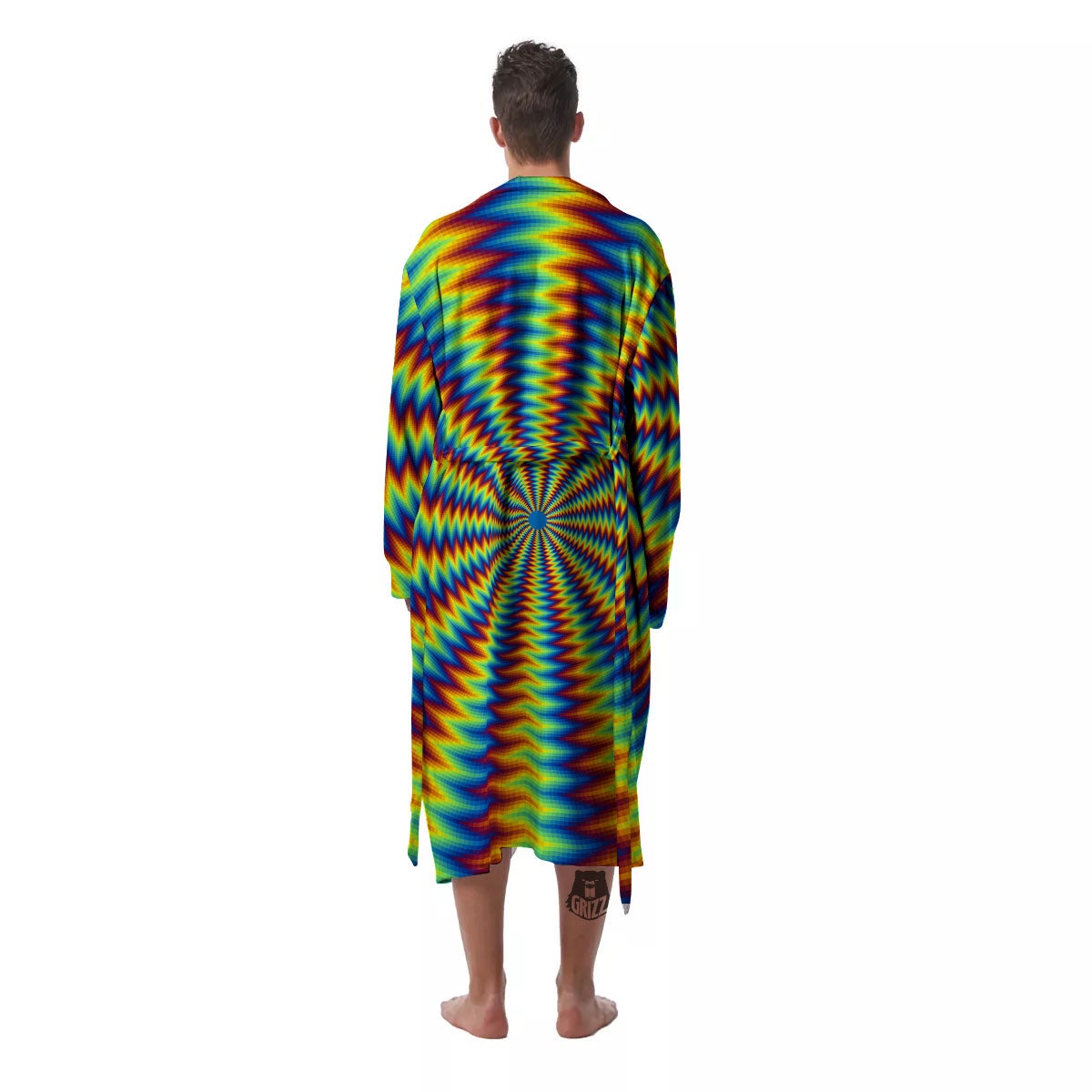 Optical Illusion Octagonal Psychedelic Men's Robe-grizzshop