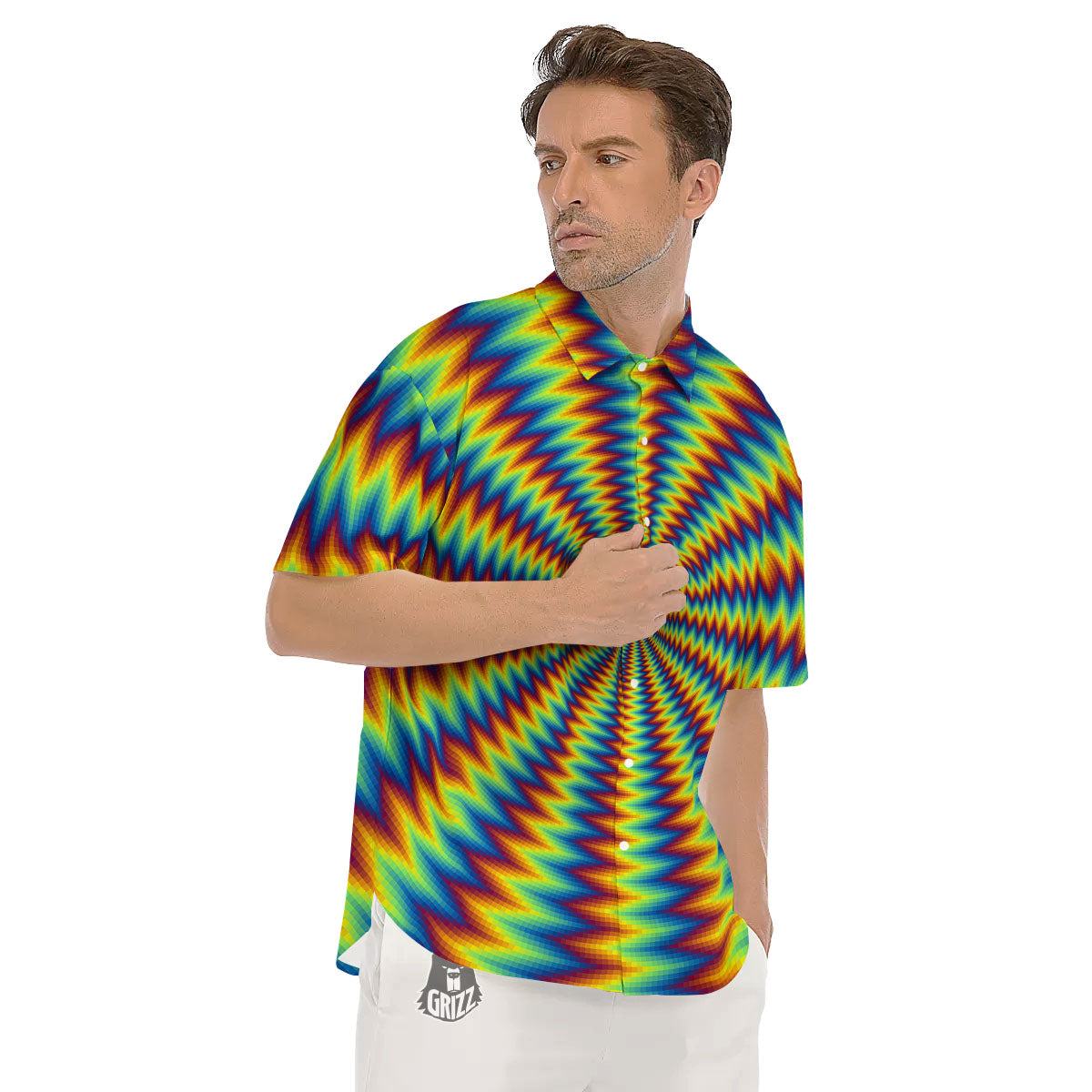 Optical Illusion Octagonal Psychedelic Men's Short Sleeve Shirts-grizzshop