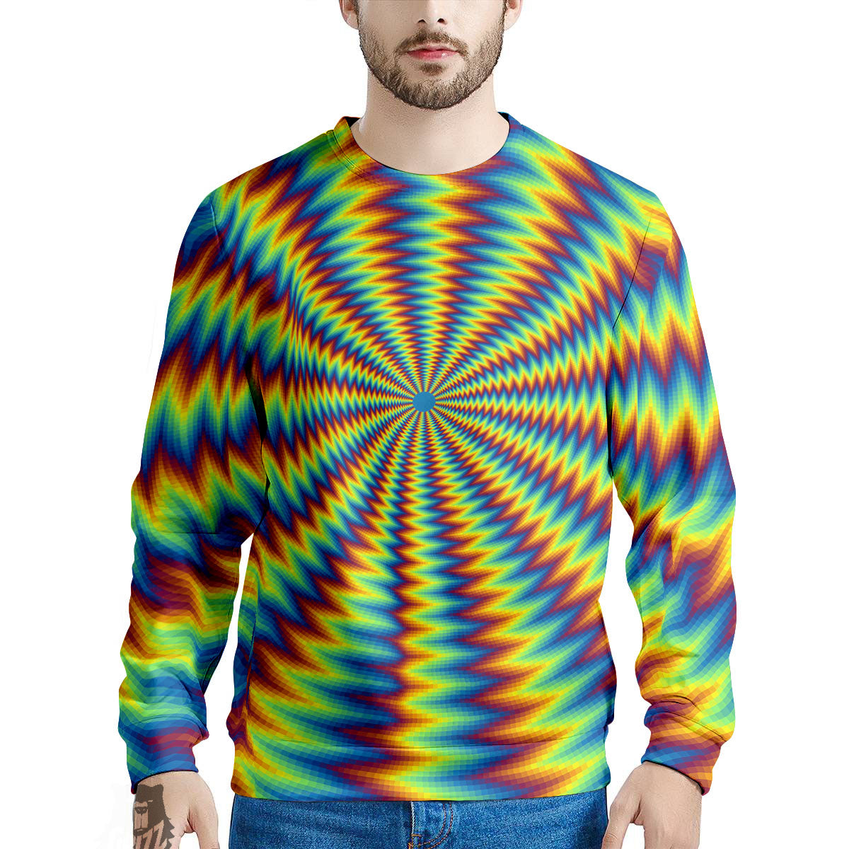 Optical Illusion Octagonal Psychedelic Men's Sweatshirt-grizzshop