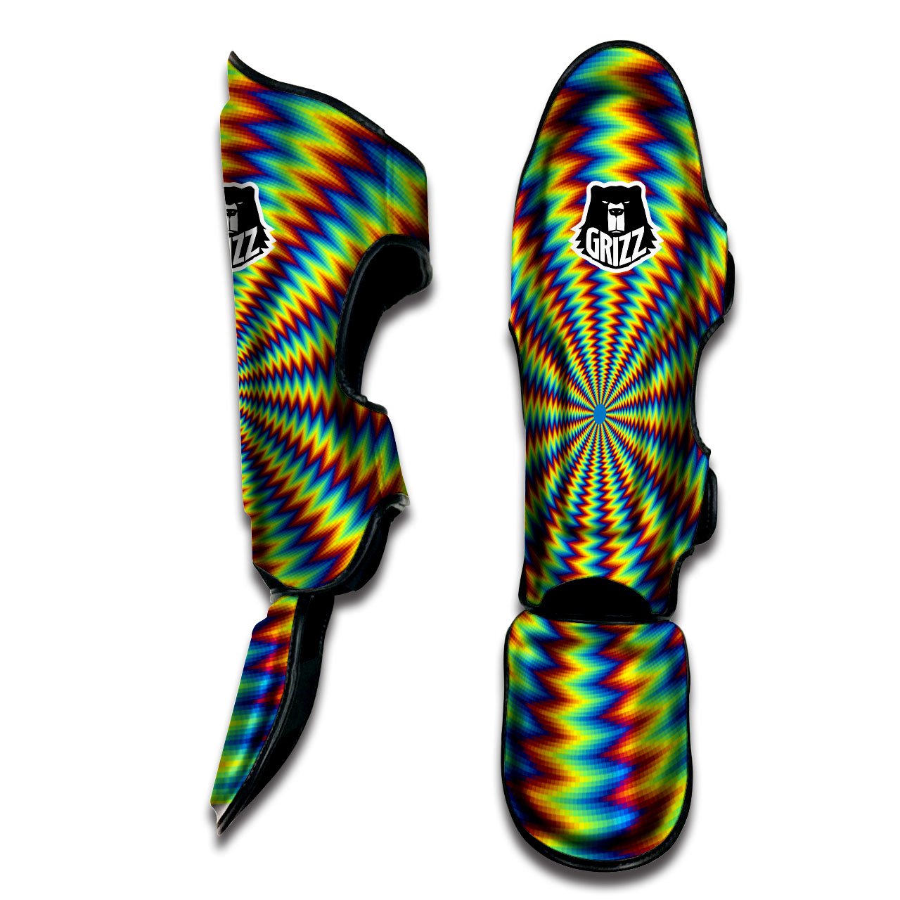 Optical Illusion Octagonal Psychedelic Muay Thai Shin Guards-grizzshop