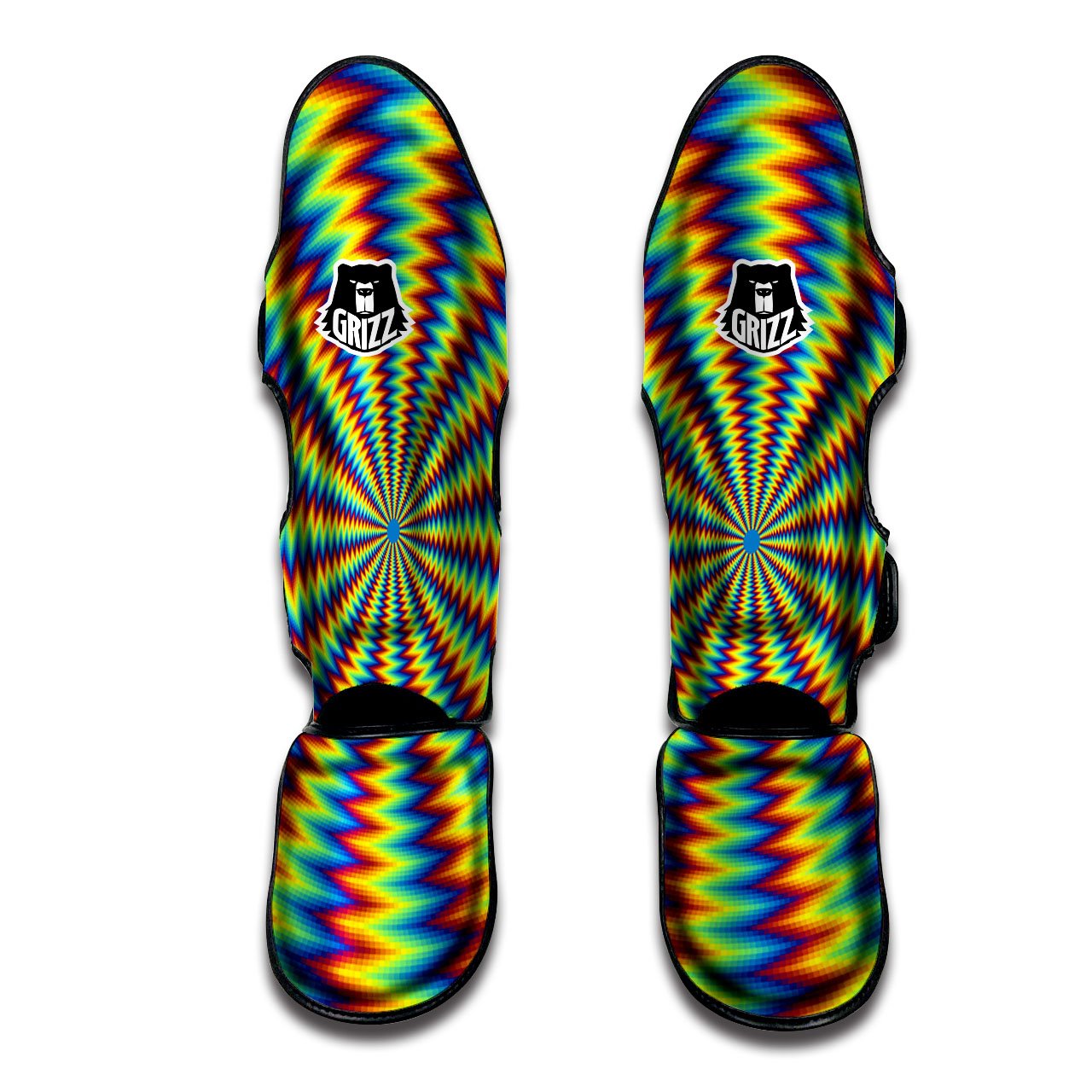Optical Illusion Octagonal Psychedelic Muay Thai Shin Guards-grizzshop