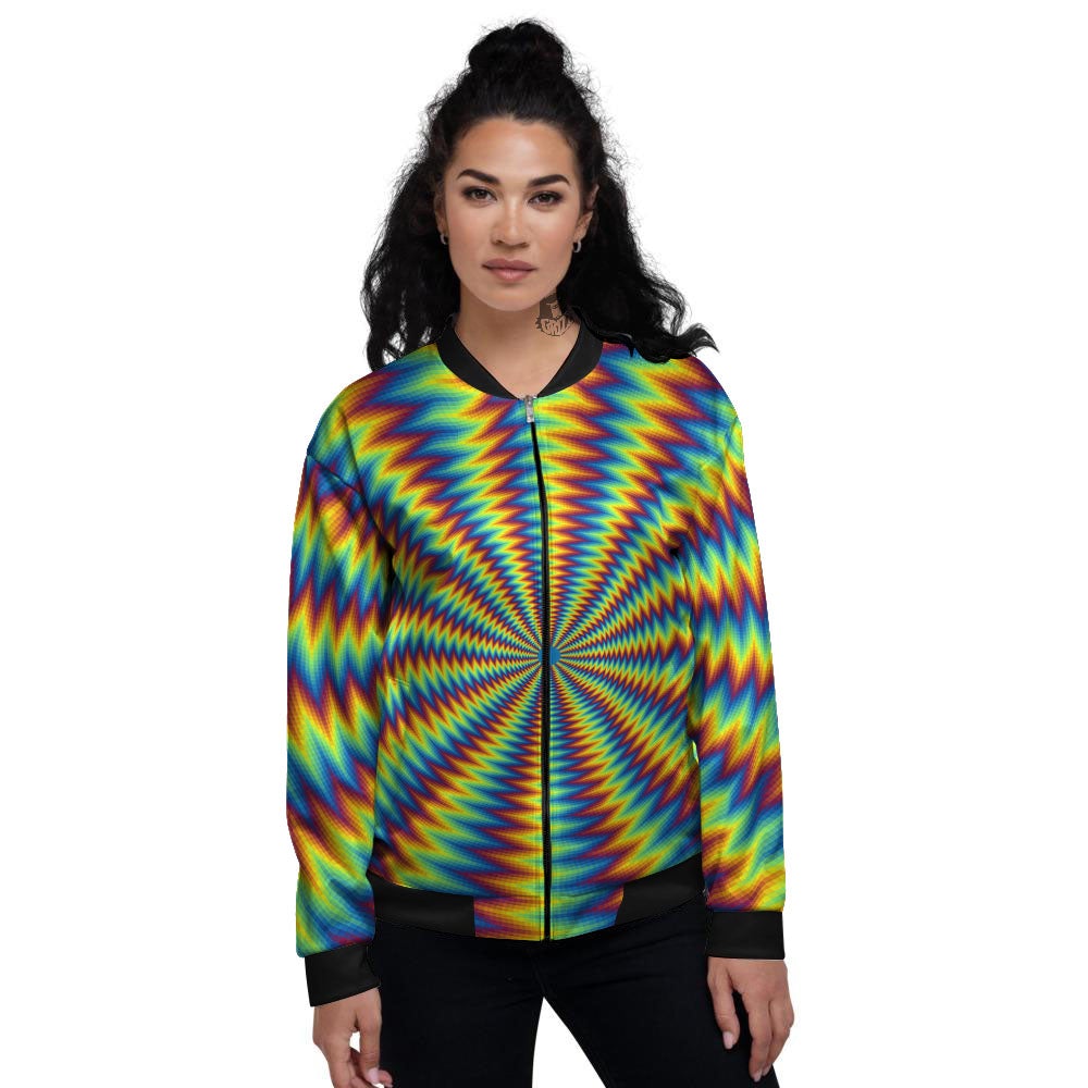 Optical Illusion Octagonal Psychedelic Women's Bomber Jacket-grizzshop