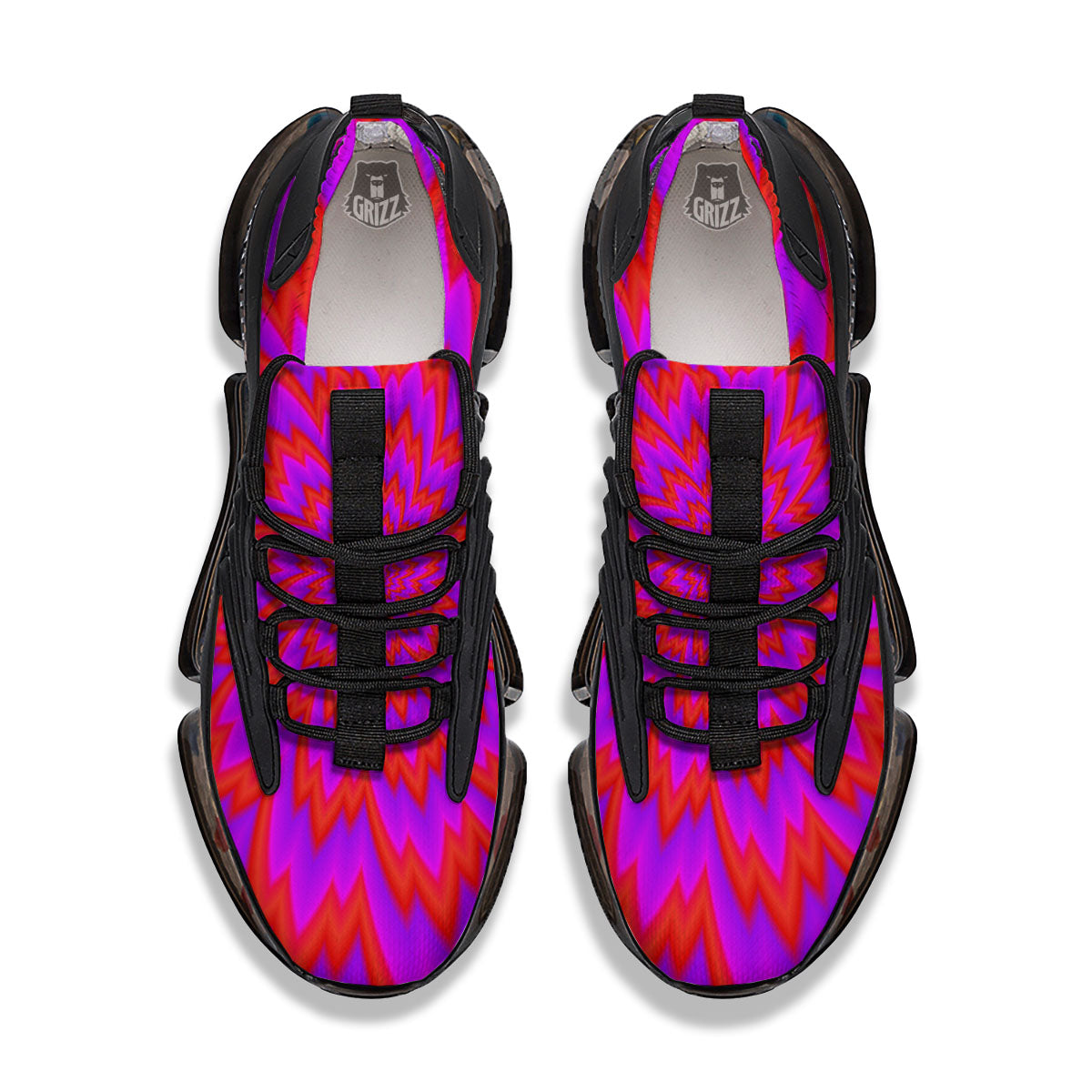 Optical Illusion Spiky Psychedelic Black Gym Shoes-grizzshop