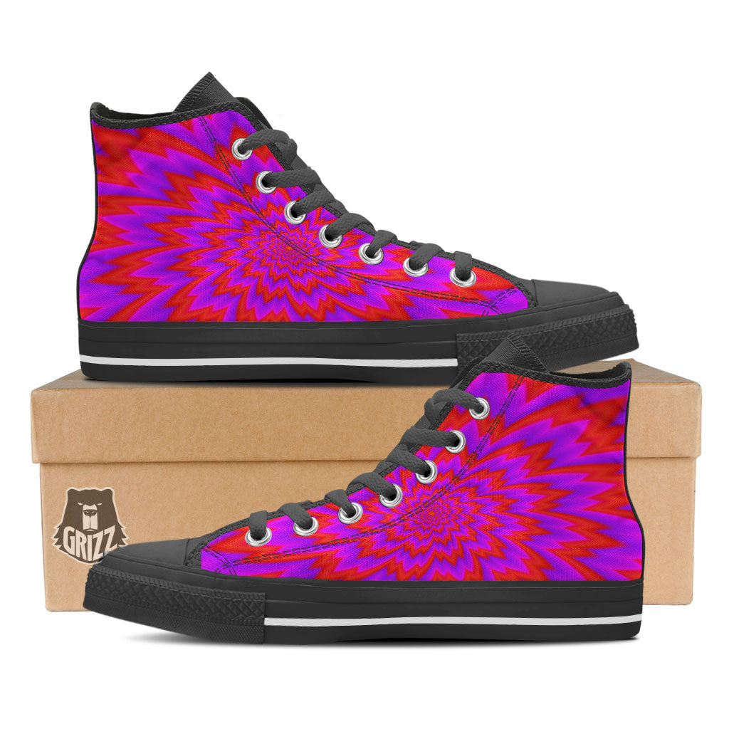 Optical Illusion Spiky Psychedelic Black High Top Shoes-grizzshop
