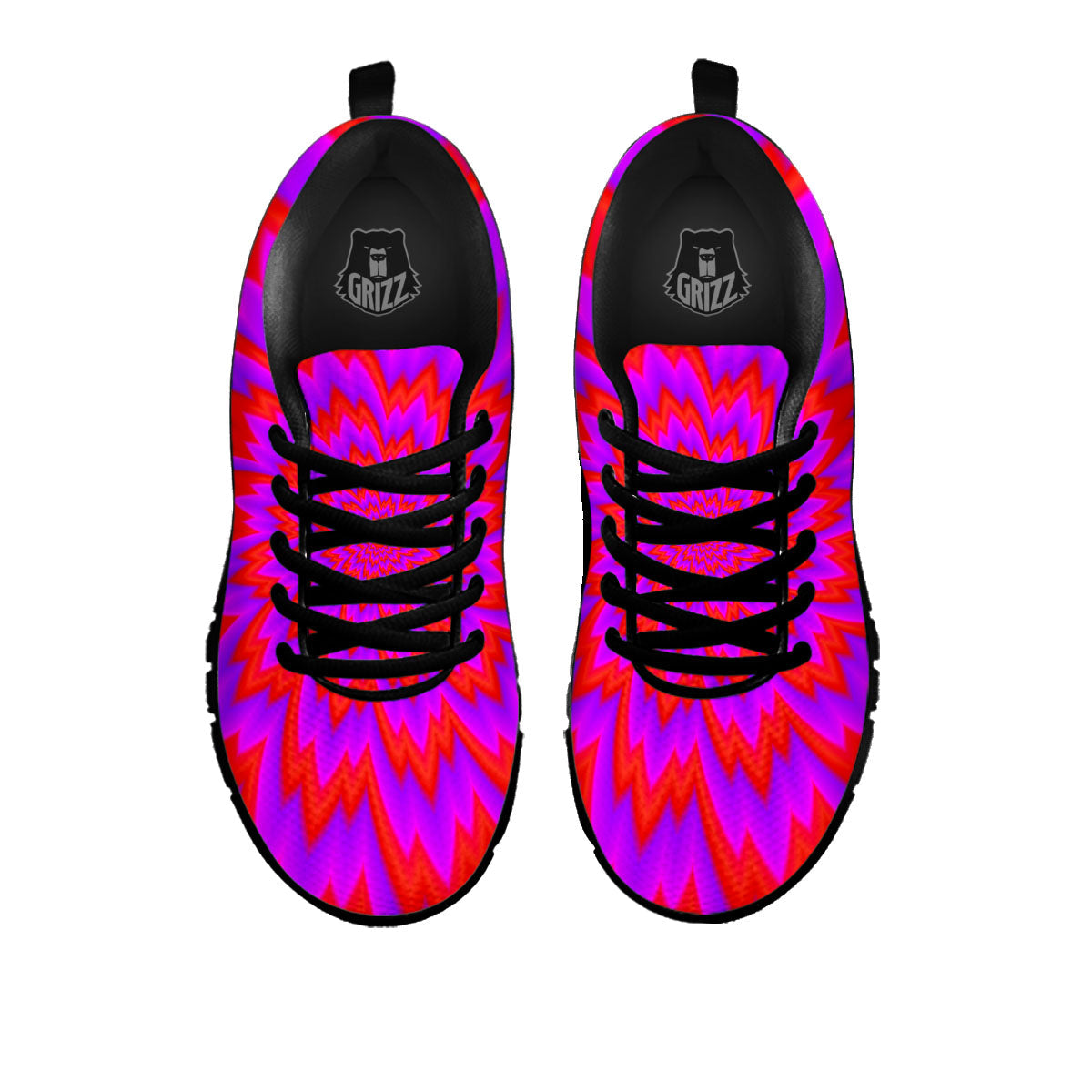 Optical Illusion Spiky Psychedelic Black Sneaker-grizzshop