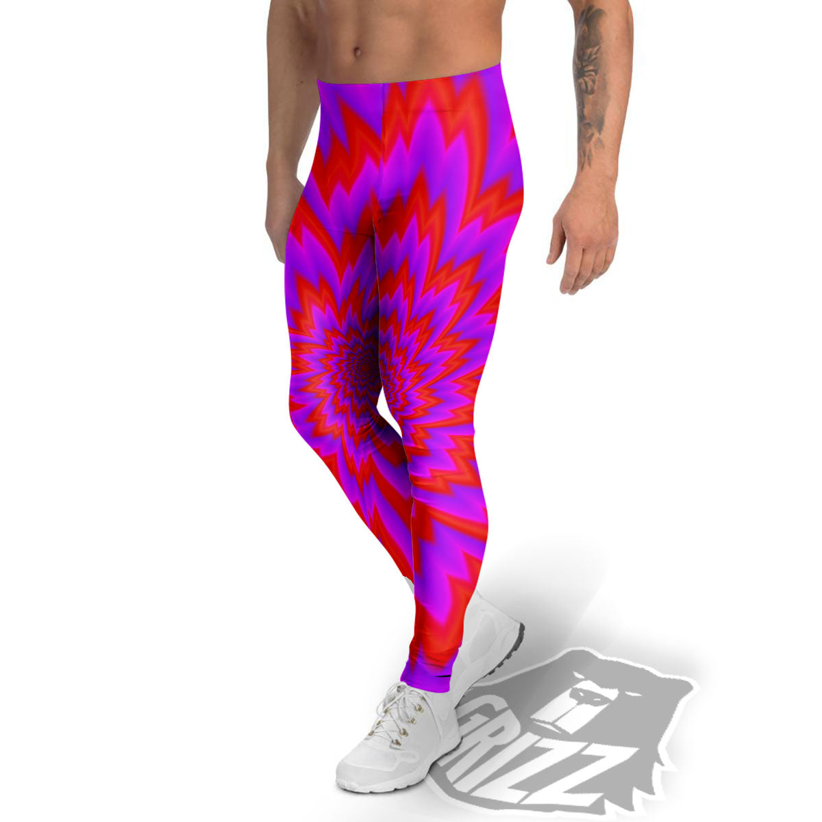 Optical Illusion Spiky Psychedelic Men's Leggings-grizzshop