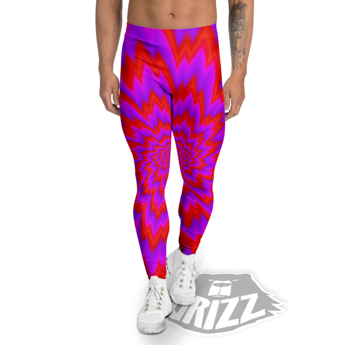 Optical Illusion Spiky Psychedelic Men's Leggings-grizzshop