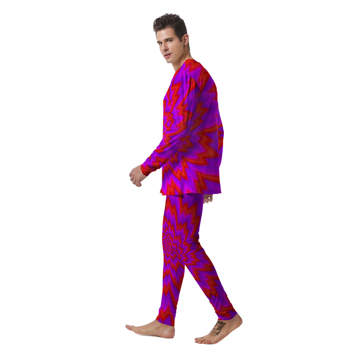 Optical Illusion Spiky Psychedelic Men's Pajamas-grizzshop
