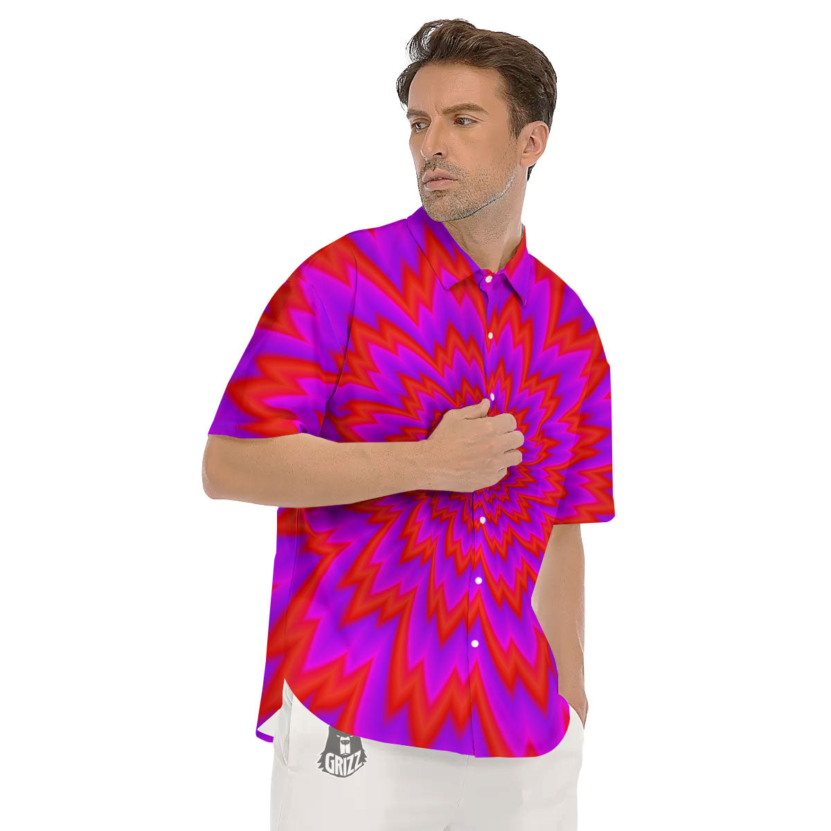 Optical Illusion Spiky Psychedelic Men's Short Sleeve Shirts-grizzshop