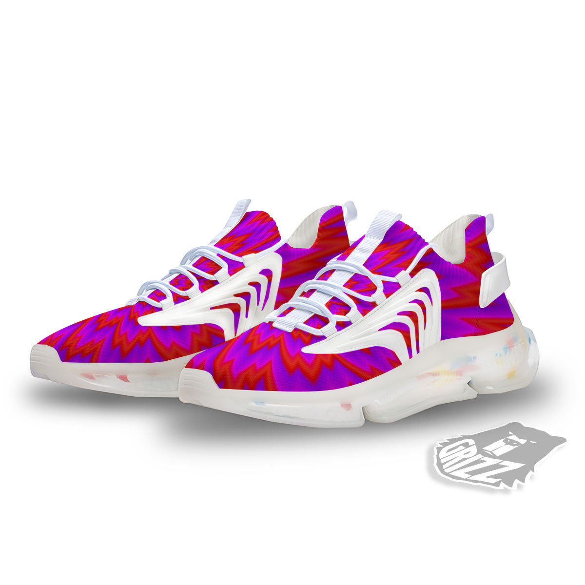 Optical Illusion Spiky Psychedelic White Gym Shoes-grizzshop