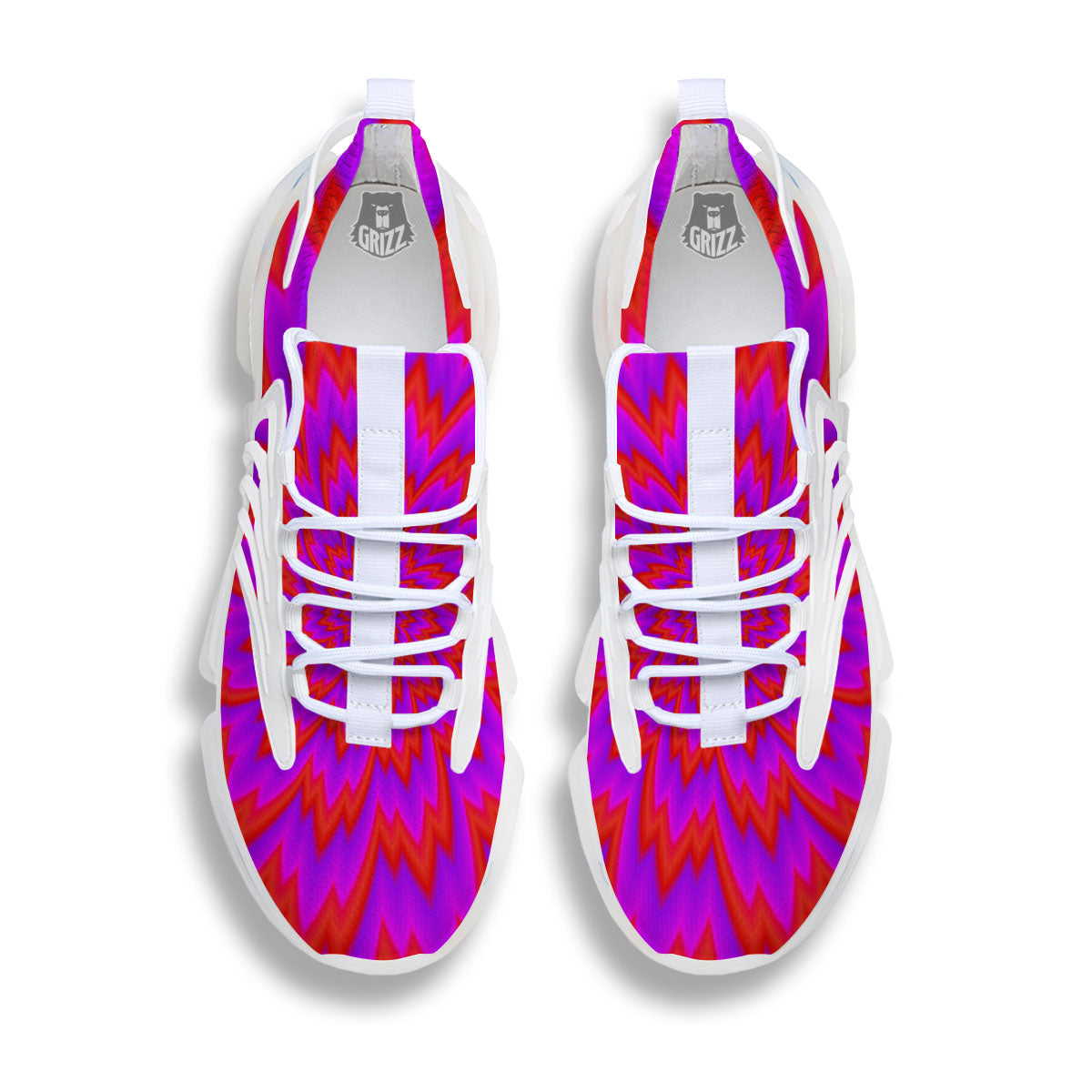 Optical Illusion Spiky Psychedelic White Gym Shoes-grizzshop