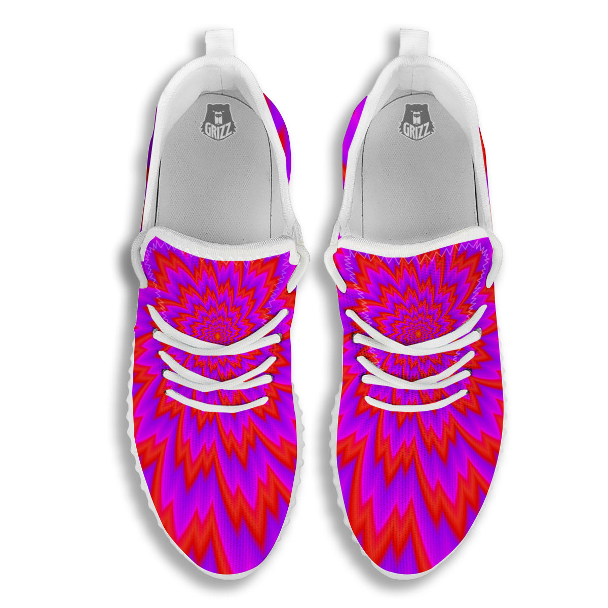 Optical Illusion Spiky Psychedelic White Walking Shoes-grizzshop