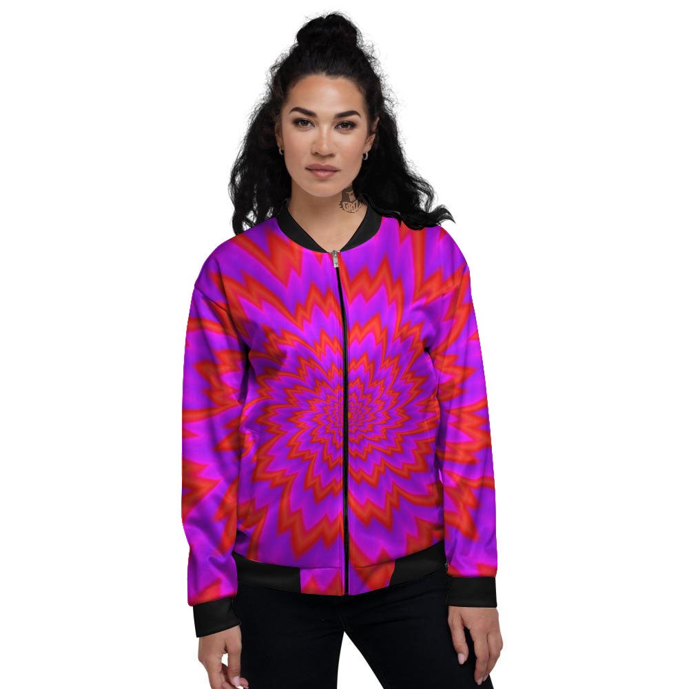 Optical Illusion Spiky Psychedelic Women's Bomber Jacket-grizzshop