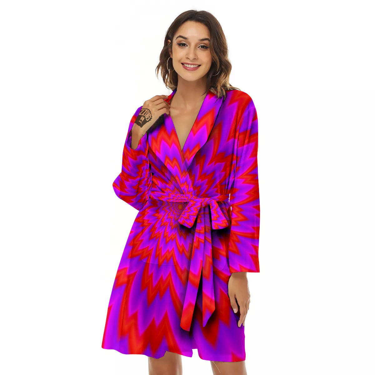 Optical Illusion Spiky Psychedelic Women's Robe-grizzshop