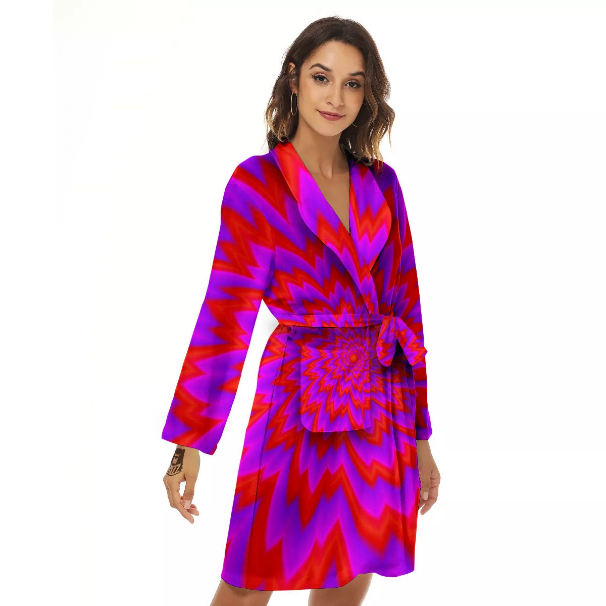 Optical Illusion Spiky Psychedelic Women's Robe-grizzshop