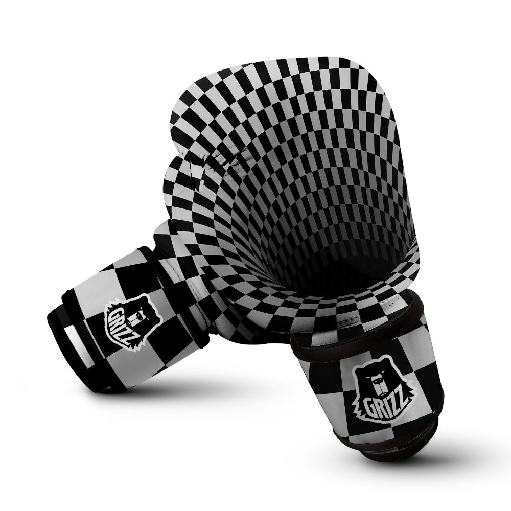 Optical Illusion White And Black Print Boxing Gloves-grizzshop