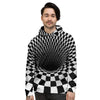 Optical Illusion White And Black Print Men's Hoodie-grizzshop