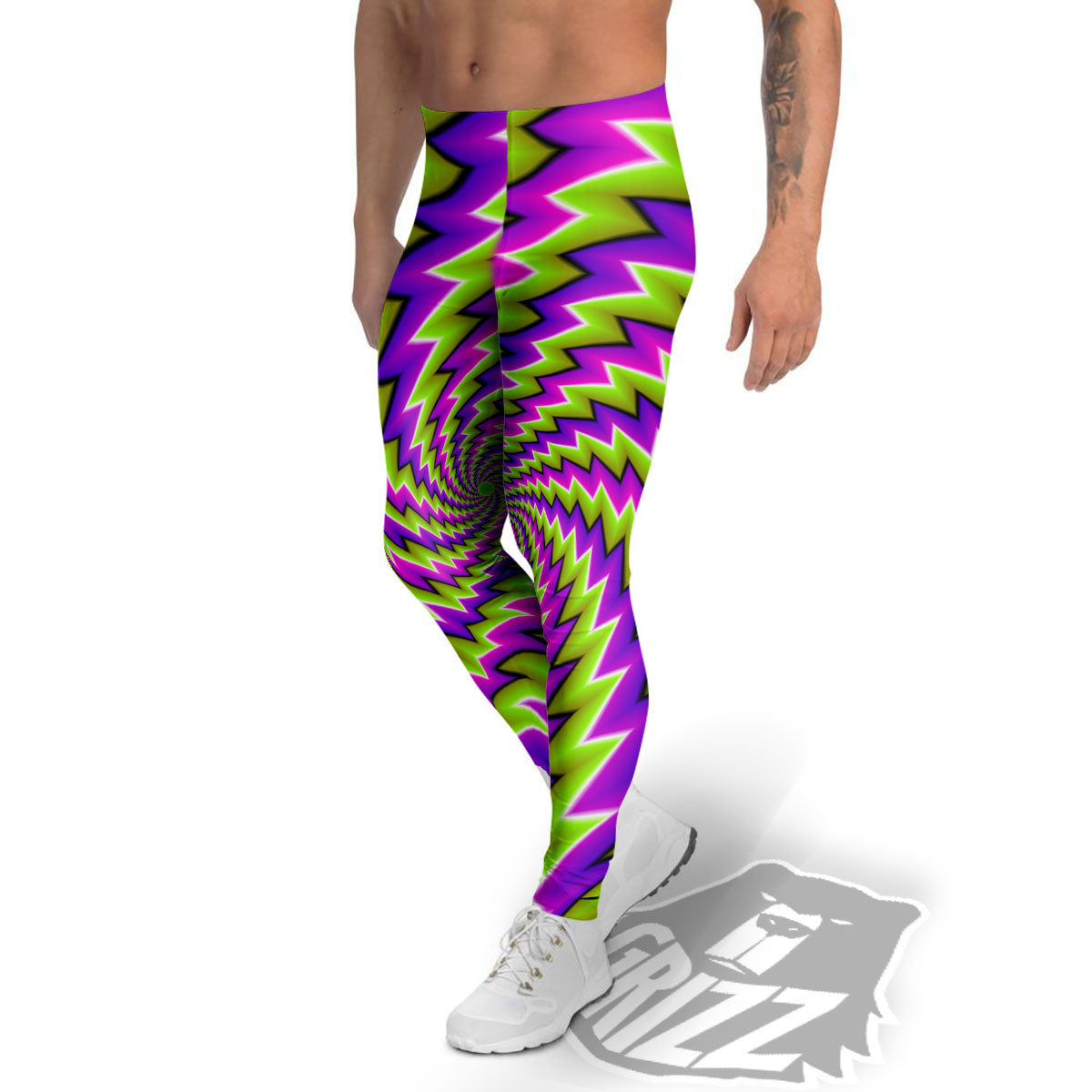 Optical Moving Illusion Abstract Twisted Men's Leggings-grizzshop