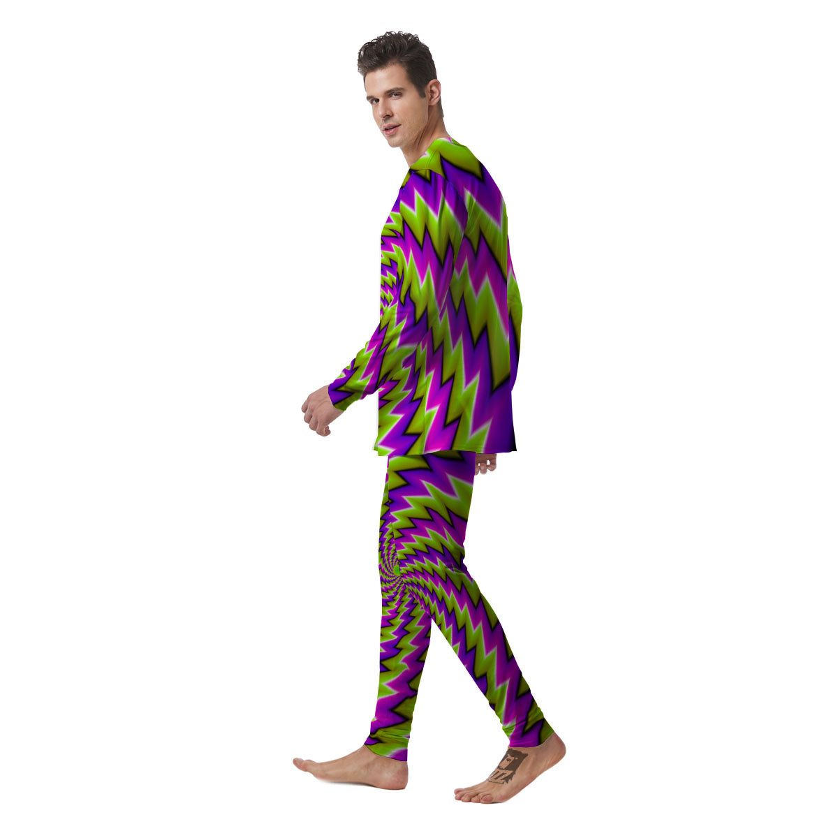 Optical Moving Illusion Abstract Twisted Men's Pajamas-grizzshop