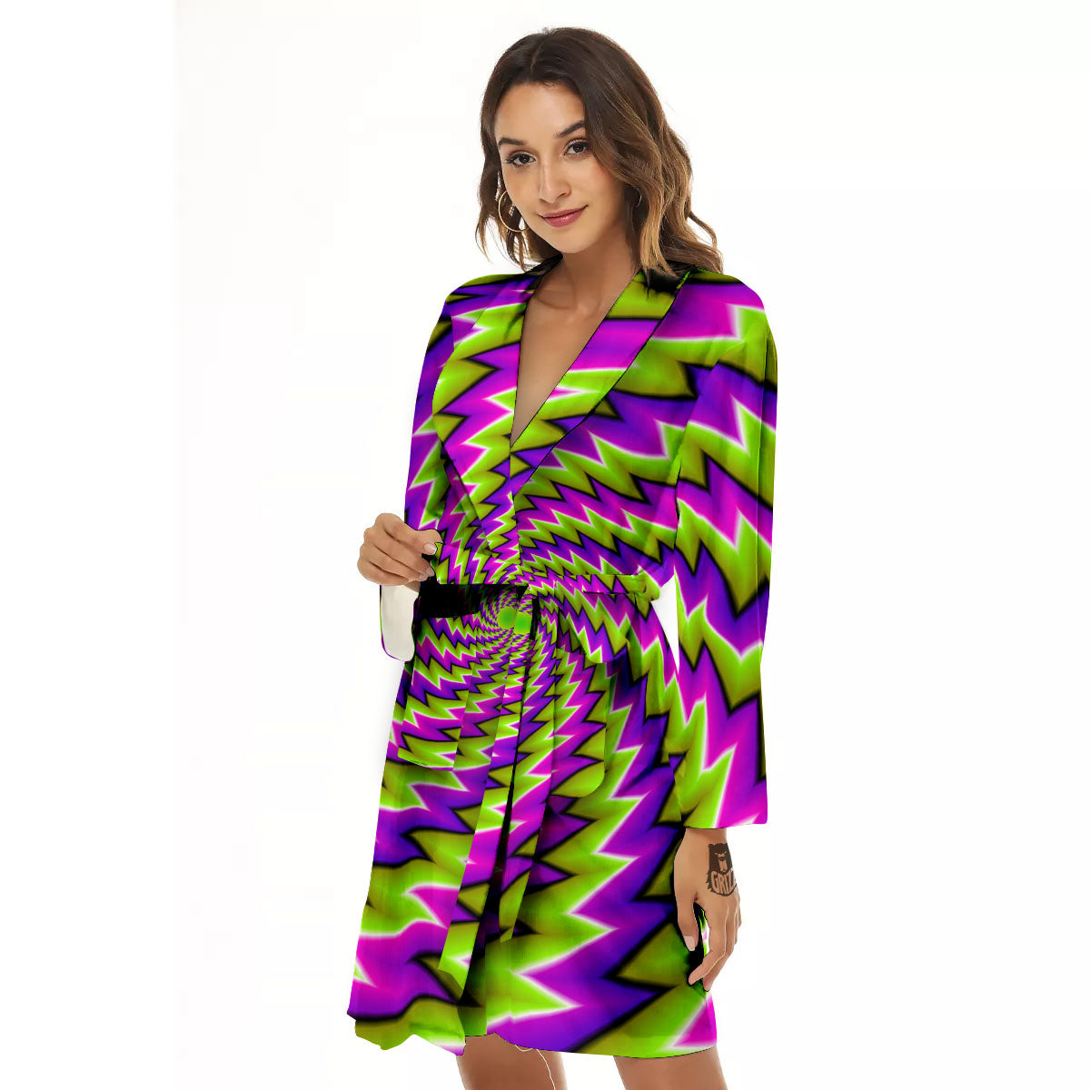 Optical Moving Illusion Abstract Twisted Women's Robe-grizzshop