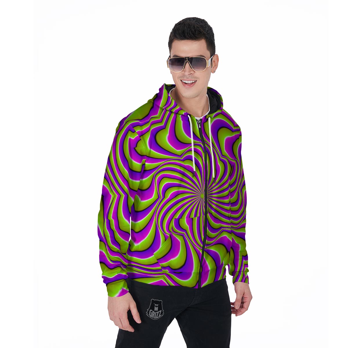 Optical illusion Abstract Men's Zip Up Hoodie-grizzshop