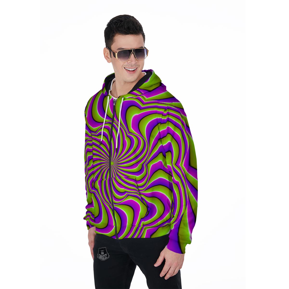 Optical illusion Abstract Men's Zip Up Hoodie-grizzshop