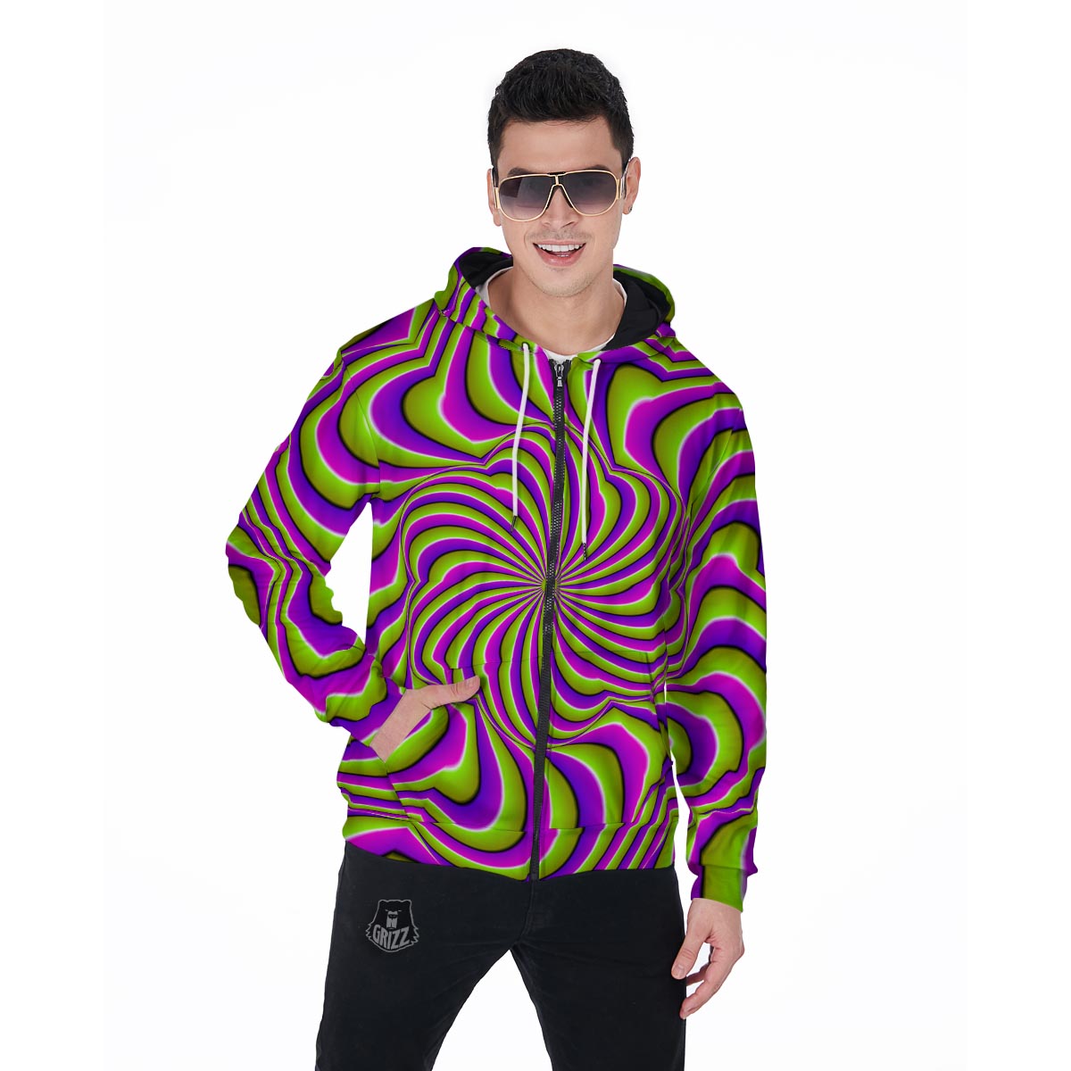 Optical illusion Abstract Men's Zip Up Hoodie-grizzshop