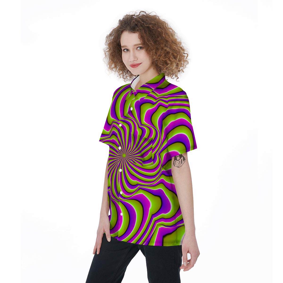 Optical illusion Abstract Women's Short Sleeve Shirts-grizzshop