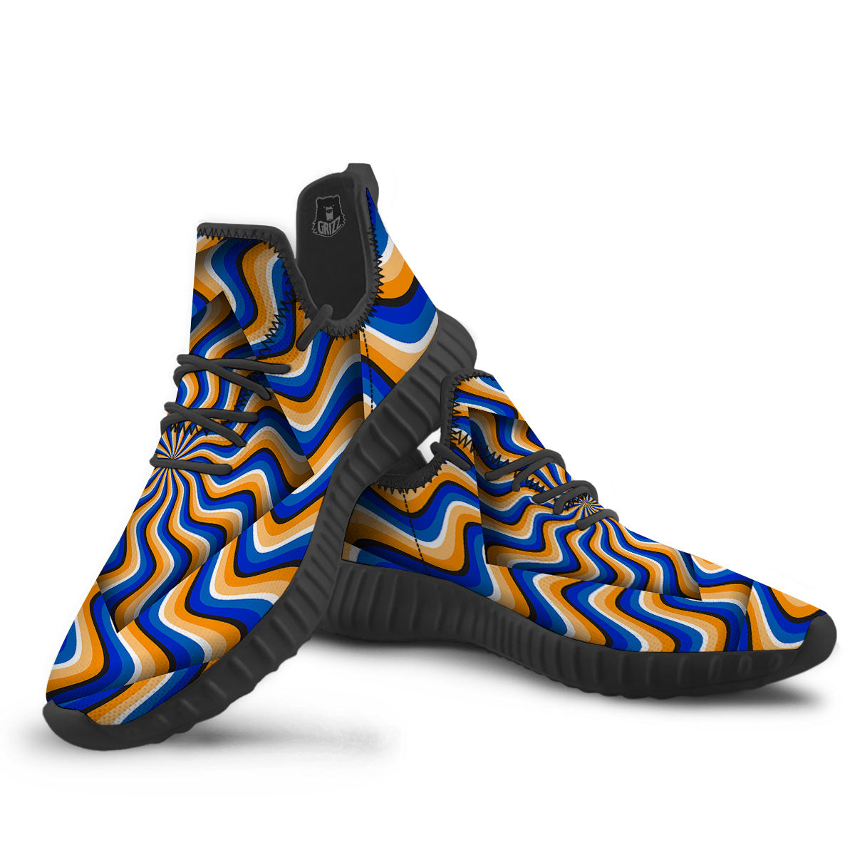 Optical illusion Hypnotic Blue Orange Black Walking Shoes-grizzshop