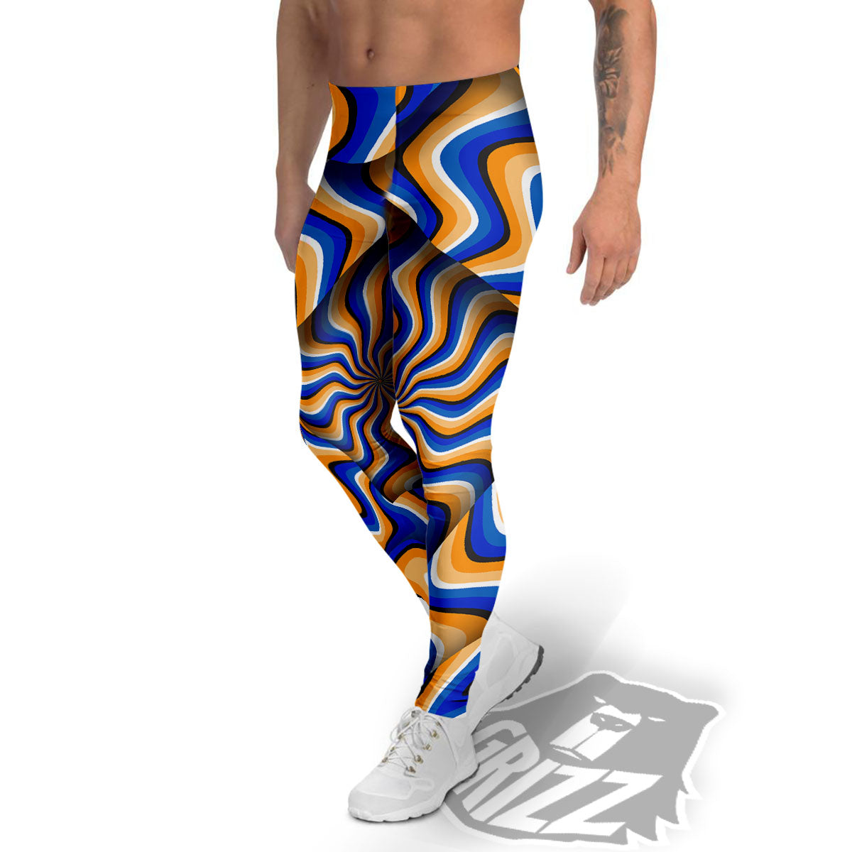 Optical illusion Hypnotic Blue Orange Men's Leggings-grizzshop