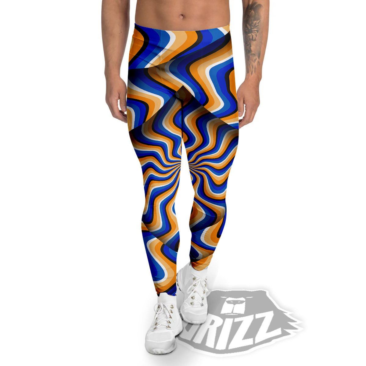 Optical illusion Hypnotic Blue Orange Men's Leggings-grizzshop