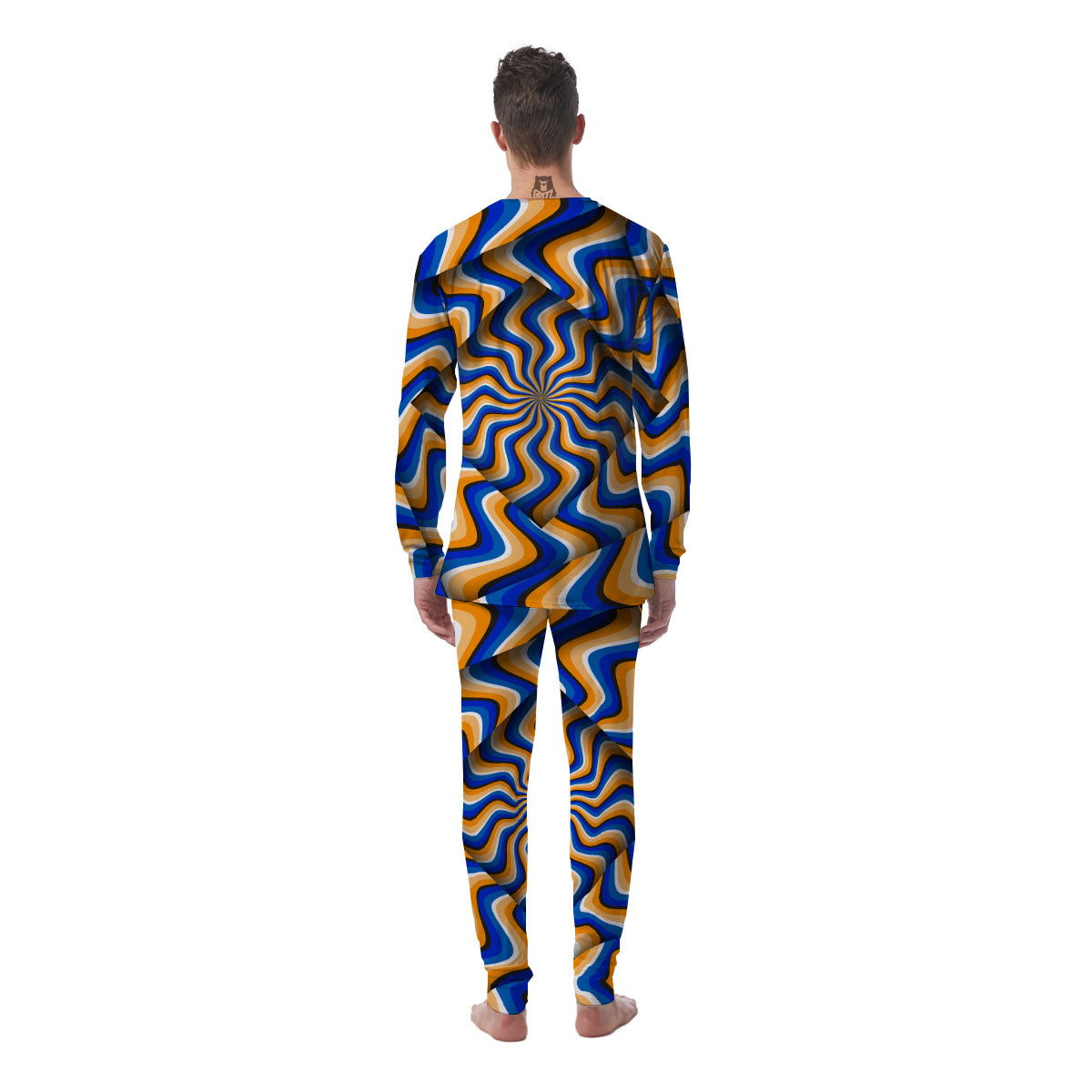 Optical illusion Hypnotic Blue Orange Men's Pajamas-grizzshop