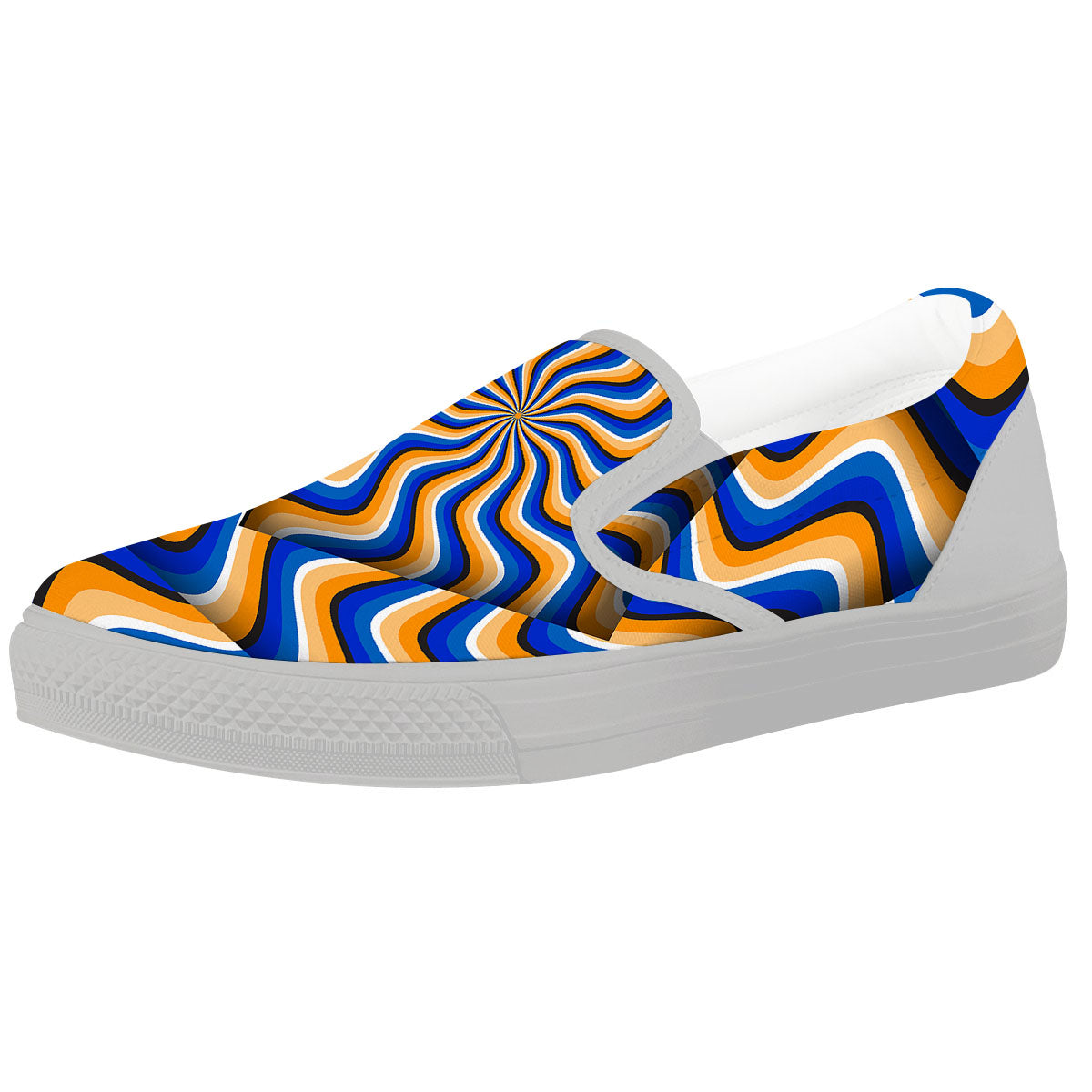 Optical illusion Hypnotic Blue Orange White Slip On Shoes-grizzshop