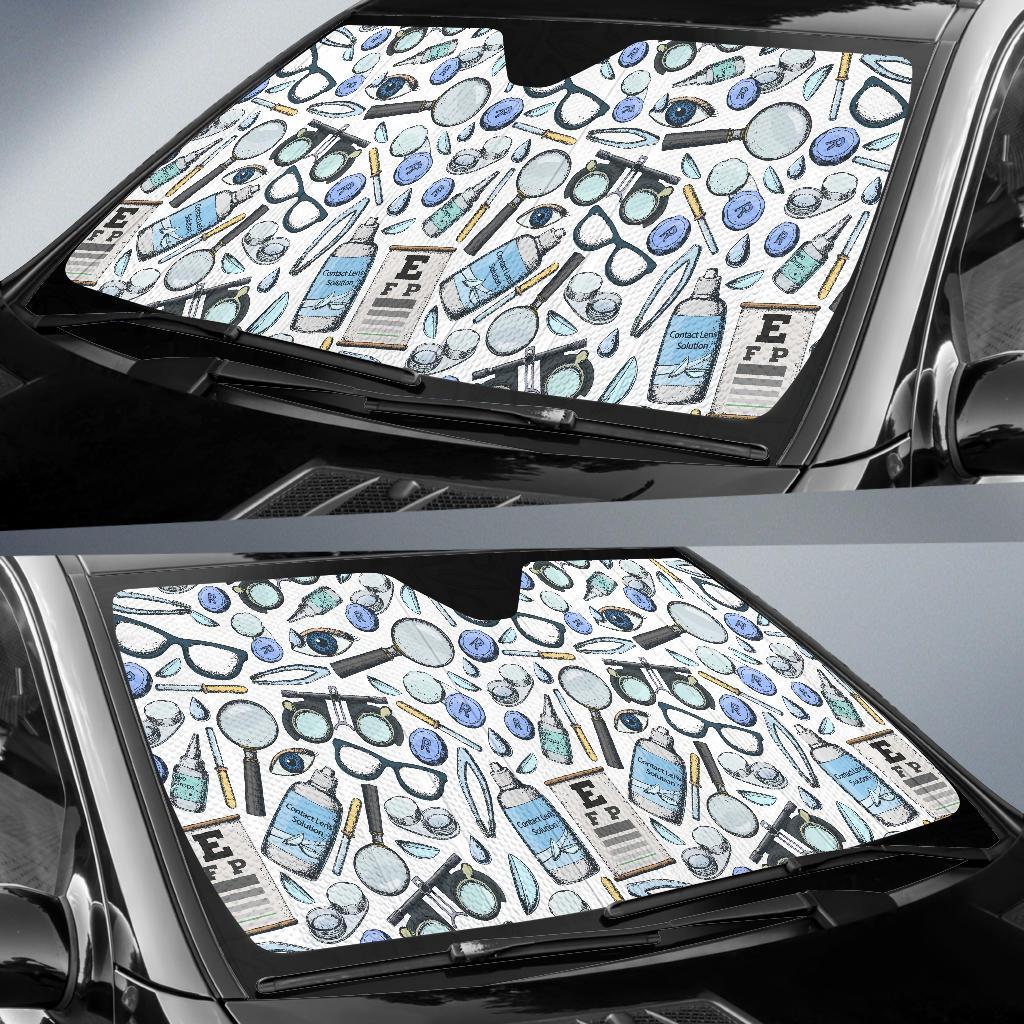 Optometry Pattern Print Car Sun Shade-grizzshop