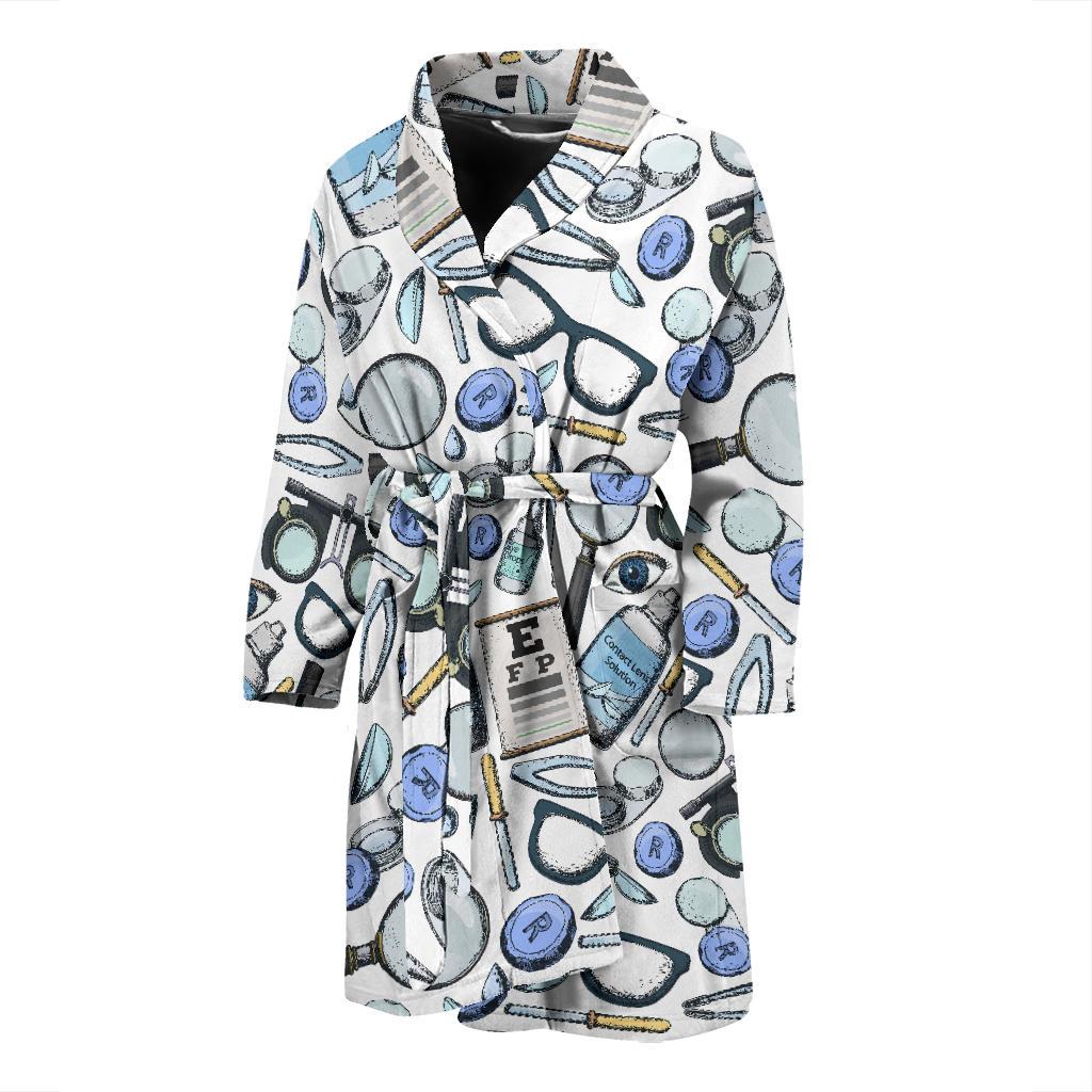 Optometry Pattern Print Men Long Robe-grizzshop