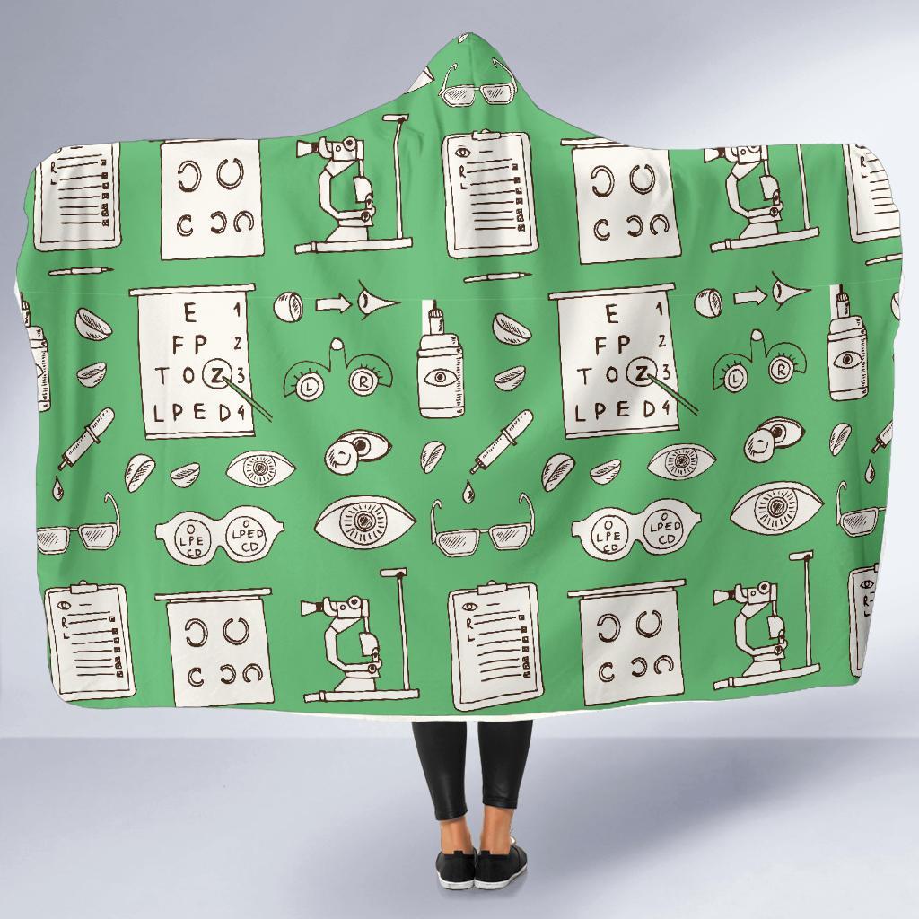 Optometry Print Pattern Hooded Blanket-grizzshop
